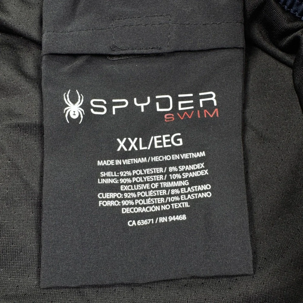 Spyder Men's Swim Trunks Geometric Navy Blue XXL Board Shorts Drawstring Pockets
